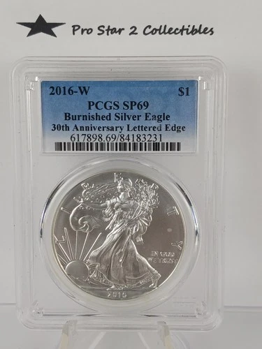 2016-W PCGS SP69 Burnished Silver Eagle 35th Anniversary Lettered Edge