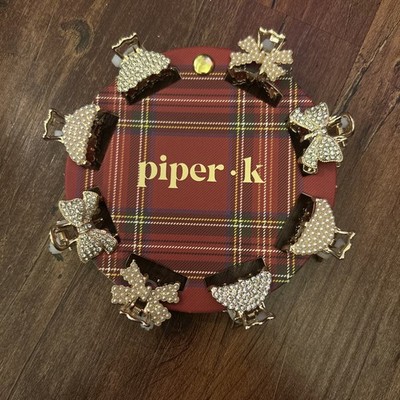 Piper K 8 Bows Moons Mini Hair Claw Clips Gold Metal Pearls 