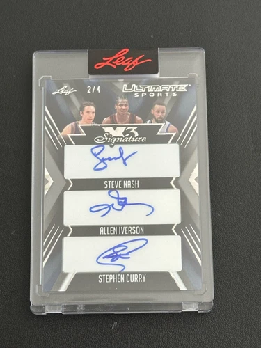 STEPHEN CURRY * IVERSON * NASH 2024 LEAF ULTIMATE SPORTS TRIPLE AUTO 2/4 SP