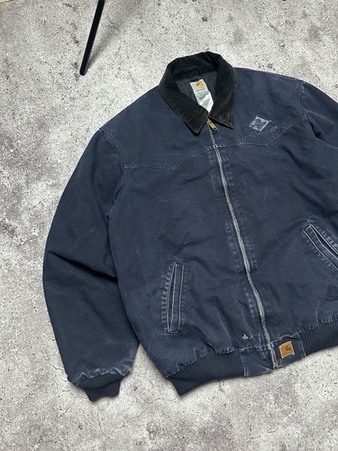 Vintage 90s Carhartt Mens Santa Fe Jacket J13 BLK Lined Detroit Blue Size XL - 第 5/20 張圖片