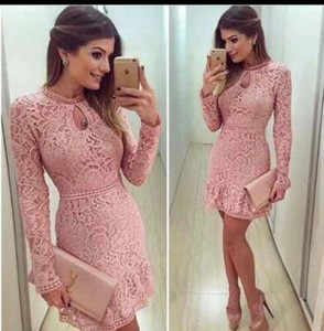 vestito rosa cipria pizzo