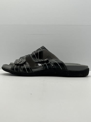 Womens Sandals Leather Hook And Loop Adjustable Black Size US 10 Bennicci