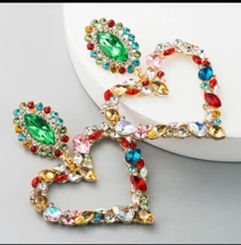 Beautiful Diamonte gold heart hoop earrings **SPECIAL OFFER*