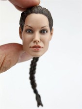 1/6 Braid Lara Croft Angelina Jolie Head Sculpt Model Toys Suntan Skin