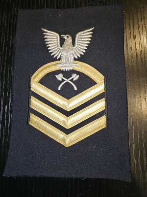 1950s USN Navy Chief Carpenters Mate Bullion Chevron Rate Patch L@@K!!!