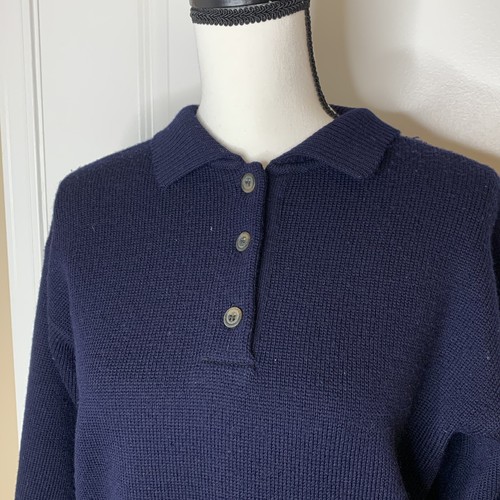 Tricot St Raphael S 1/4 Knopf Pullover Leder Ellenbogen Patches 100% Schurwolle - Bild 5 von 12