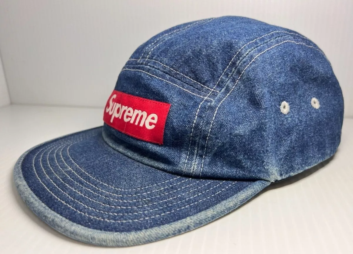 Supreme Denim Washed Chino Blue Twill Camp Cap SS17 Hat Jean Box