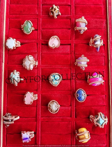 Multistone & Mix Gemstone Wholesale Copper Wire Wrap Handmade Rings Lot - Picture 3 of 3