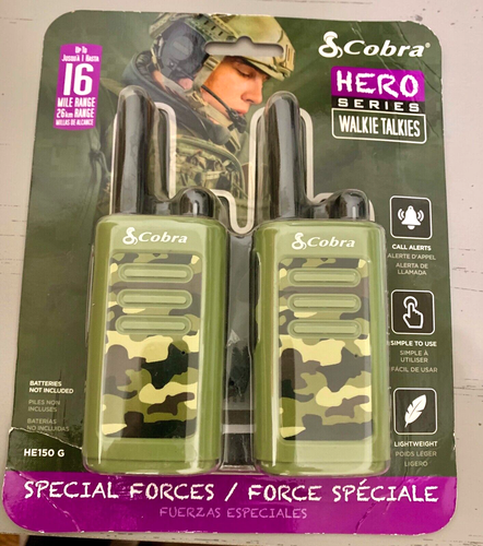 COBRA WALKIE TALKIES - HERO SERIES CAMO SPECIAL FORCES 16 MILE RANGE W/BATTERIES