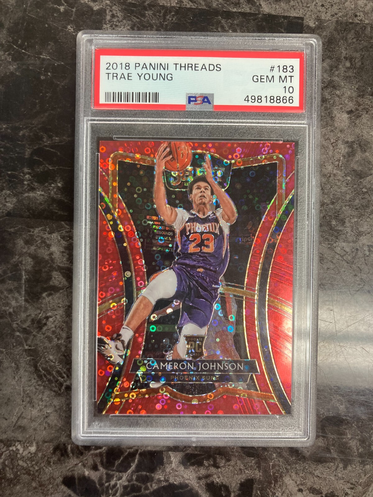 2019-20 Select Premier Level Cameron Johnson 154 Red Disco Prizm /49 RC PSA 10