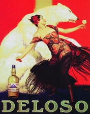 POSTER DELOSO ANIS DEL OSO SPANISH DANCER WITH WHITE BEAR VINTAGE REPRO FREE S/H