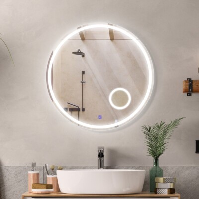 LED Badezimmer Wandspiegel 3 Farben Licht Touch Schalter mit Nebel Pad mehrere Stile