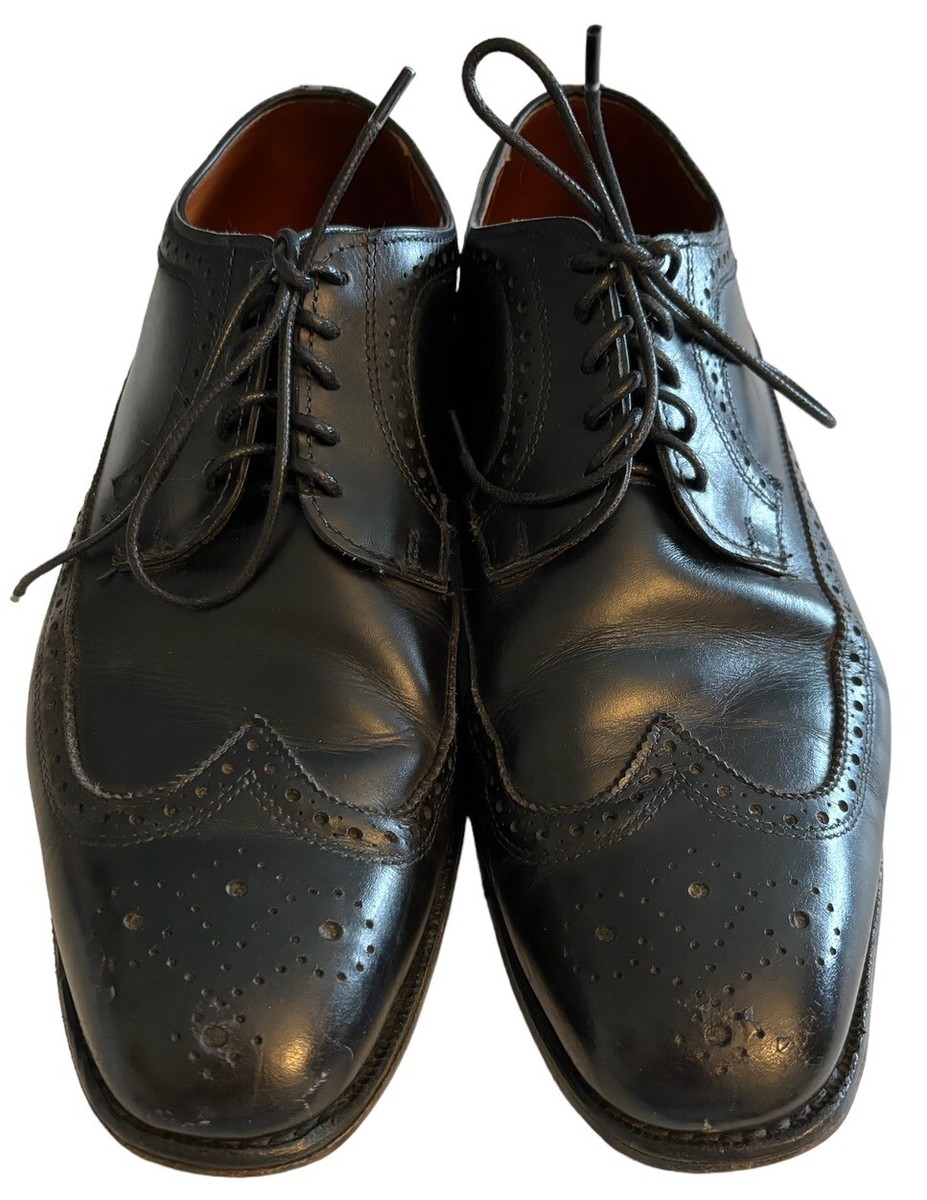 Mens Allen Edmonds Leiden Black Leather Lace Up Wingtip Quality