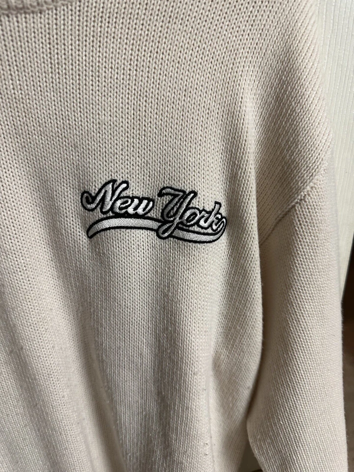 Vtg Dio Moda Mens Med Off White Urban Hip Hop Sweater New York 90s Acrylic - Image 2 of 4