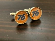 UNION 76 Unocal Custom Cufflinks Cuff link NASCAR Round  Silver Men FREE Ship