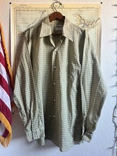VTG 1970 s Green Arrow Spear Collar Poly Cotton Button Shirt Sz L. 16. 16 1/2