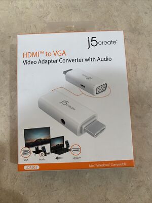 j5create HDMI to VGA Video Adapter Converter w/ Audio JDA203 BRAND NEW