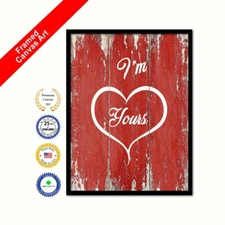 I'm Yours Red Quote Framed Canvas Decorative Housewarming Office Wall Art Gift