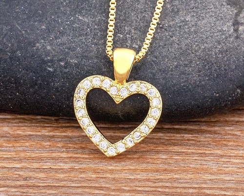Fashion Jewelry Gold Cubic Zircon Heart Necklace 350 - 第 3/7 張圖片