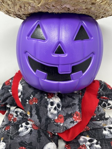 Handmade Halloween Decorations Pumpkin Scarecrow Scary Skull Clothes And Hat - Picture 2 of 13