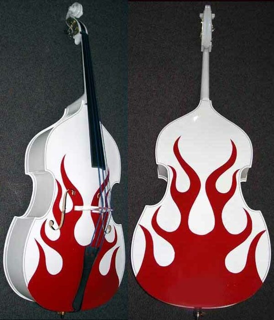 WELL SETUP ROCKABILLY UPRIGHT BASS PAINTED ! HOTROD RED FLAMES eBay