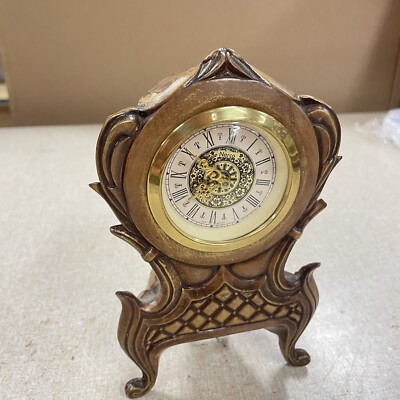 Narco Gebr. Hauser West Germany Ceramic Brown Mantle Clock Figurine Vintage - BN