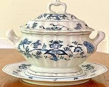 Large Blue Danube Covered Tureen with Underplate USA & Japan