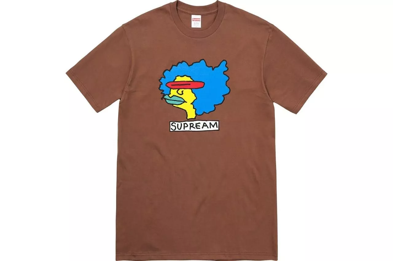 Supreme Gonz Tee Homme Marron Manches Courtes Pull Col Rond Chemise Large