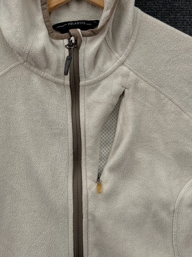 Marmot Womens XL Full Zip Hooded Micro Fleece Jacket Beige Pockets Polartec - Picture 6 of 19