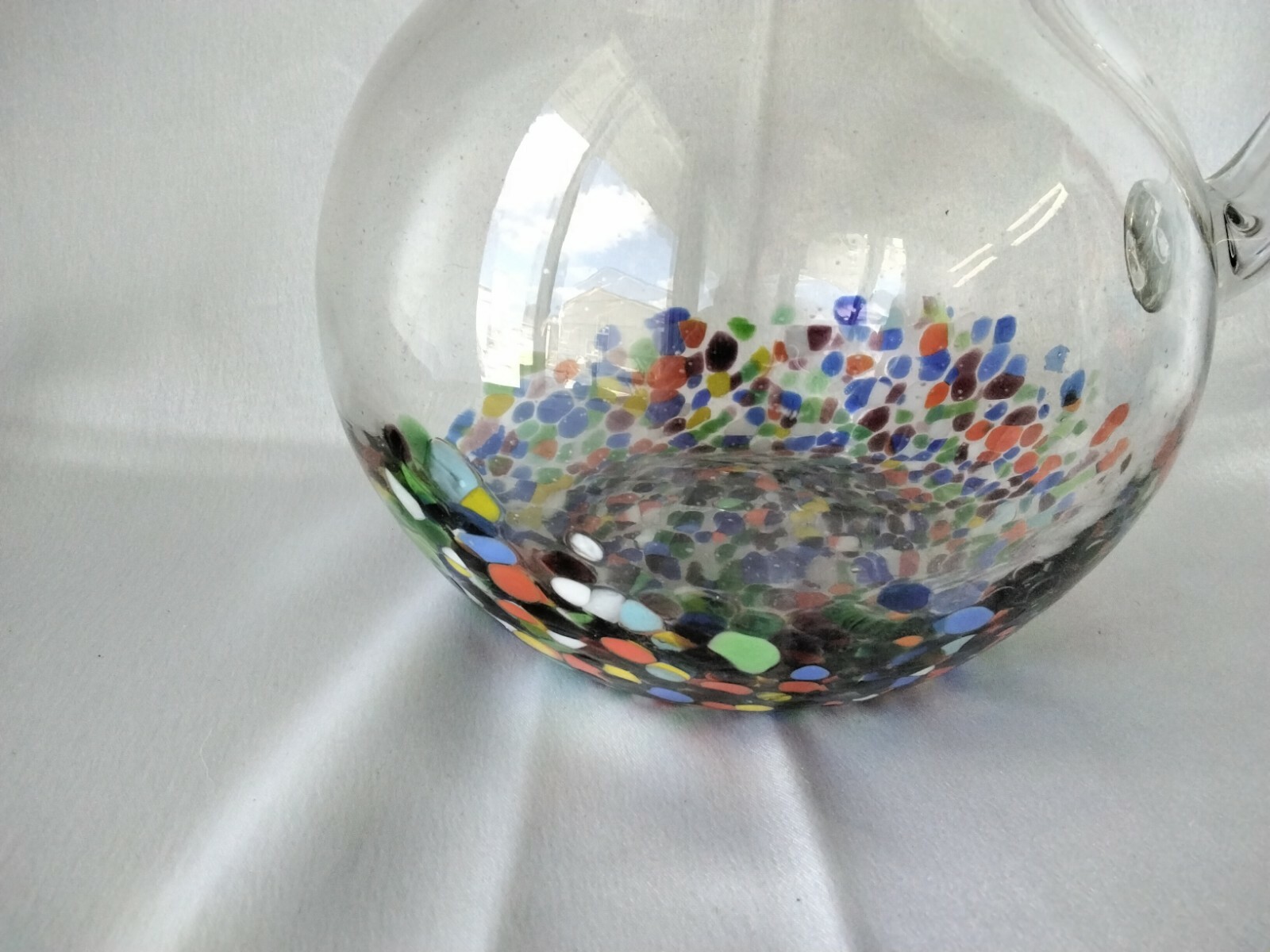 Large Vintage Hand Blown Mexican Confetti Glass Pitcher Art Glass eBay