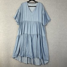 Carolina Dress Medium Large Blue Chambray Lightweight Casual Summer Beach D169