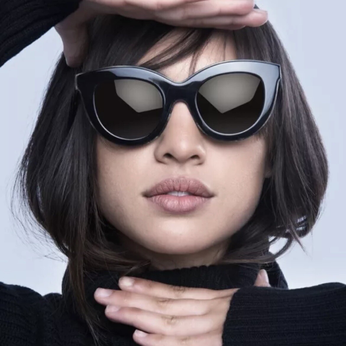 Victoria Beckham Black Layered Cat Eye Sunglasses Opticontacts.com -- Victoria Beckham VBS103 LAYERED CAT main image 2