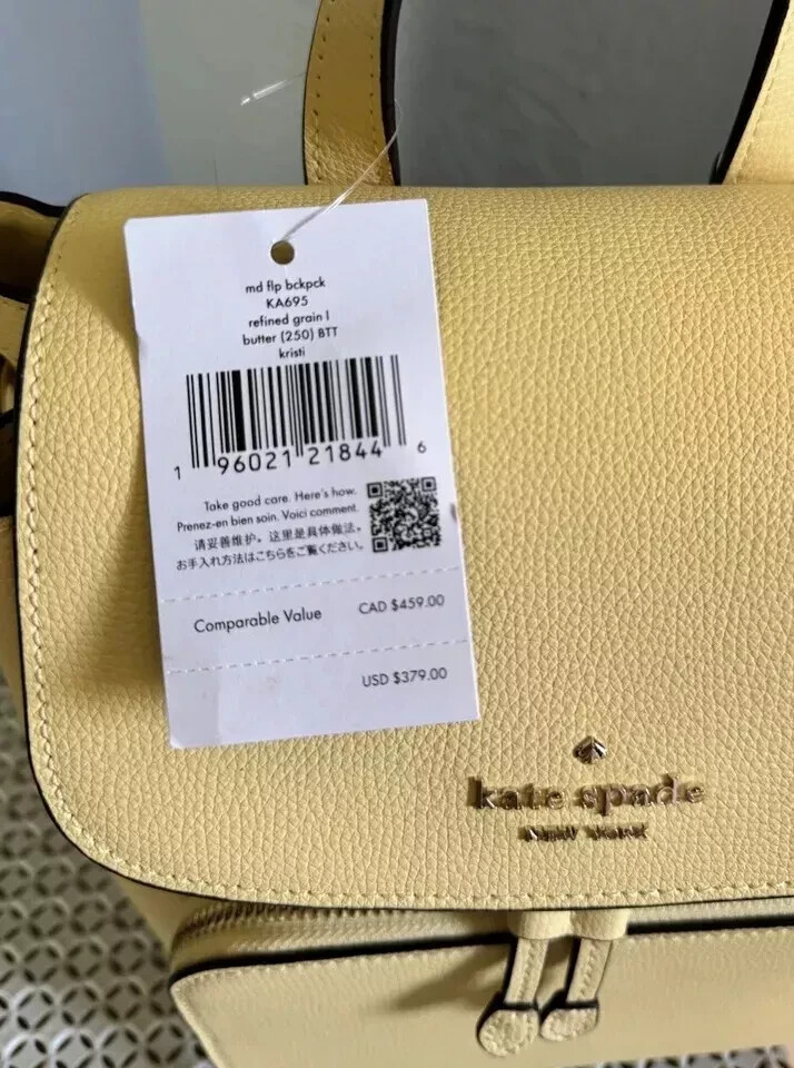 Kate Spade Kristi Medium Flap Backpack Yellow Butter Leather  display picture 2