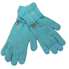 NWT VINTAGE Coldwater Creek Turquoise Blue Cotton Gloves GG Gucci Knit MSRP 15