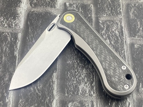 TwoSun Folding Knife 14C28N Blade Titanium/CF Handle Pocket Knife TS526-14C28N-C - Picture 7 of 11