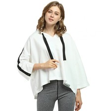 Women Cropped Tops 3/4 Sleeve Oversized Cropped Hoodie Pullover Sweatshirt