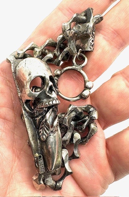 【関税&送料込】Emanuele Bicocchi Silver 925 Skull Chain Bra Emanuele Bicocchi Men's 925 Sterling Silver Edge Skull Chain