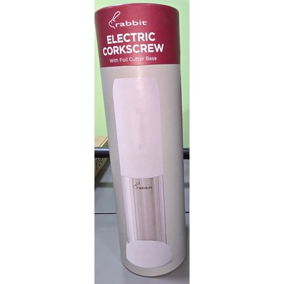 Rabbit Compact Electric Corkscrew Wine Bottle Opener (White) Foil Cutter Base