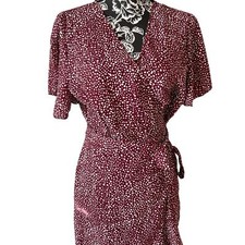 Red and White Dotted Wrap Dress Maxi Size Large 
