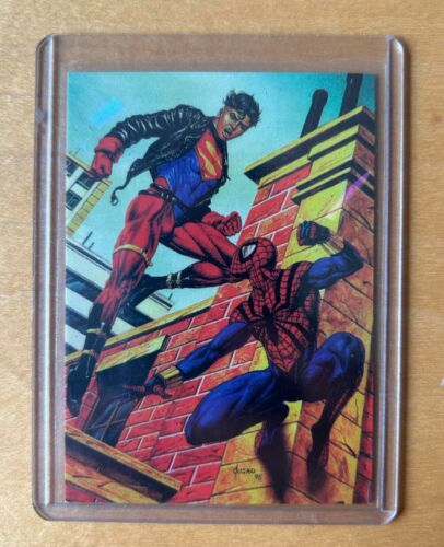 1995 Fleer DC Versus Marvel Spider-Man vs. Superboy Holo F/X édition limitée #11 - Photo 1 sur 2