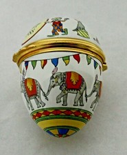 English Enamel Trinket Box Egg-Shape Easter 1988 Halcyon Days Bilston w/Orig Box