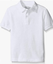 NWT Nautica School Uniform Performance White SS Polo, Big Boy's XL 18/20 New