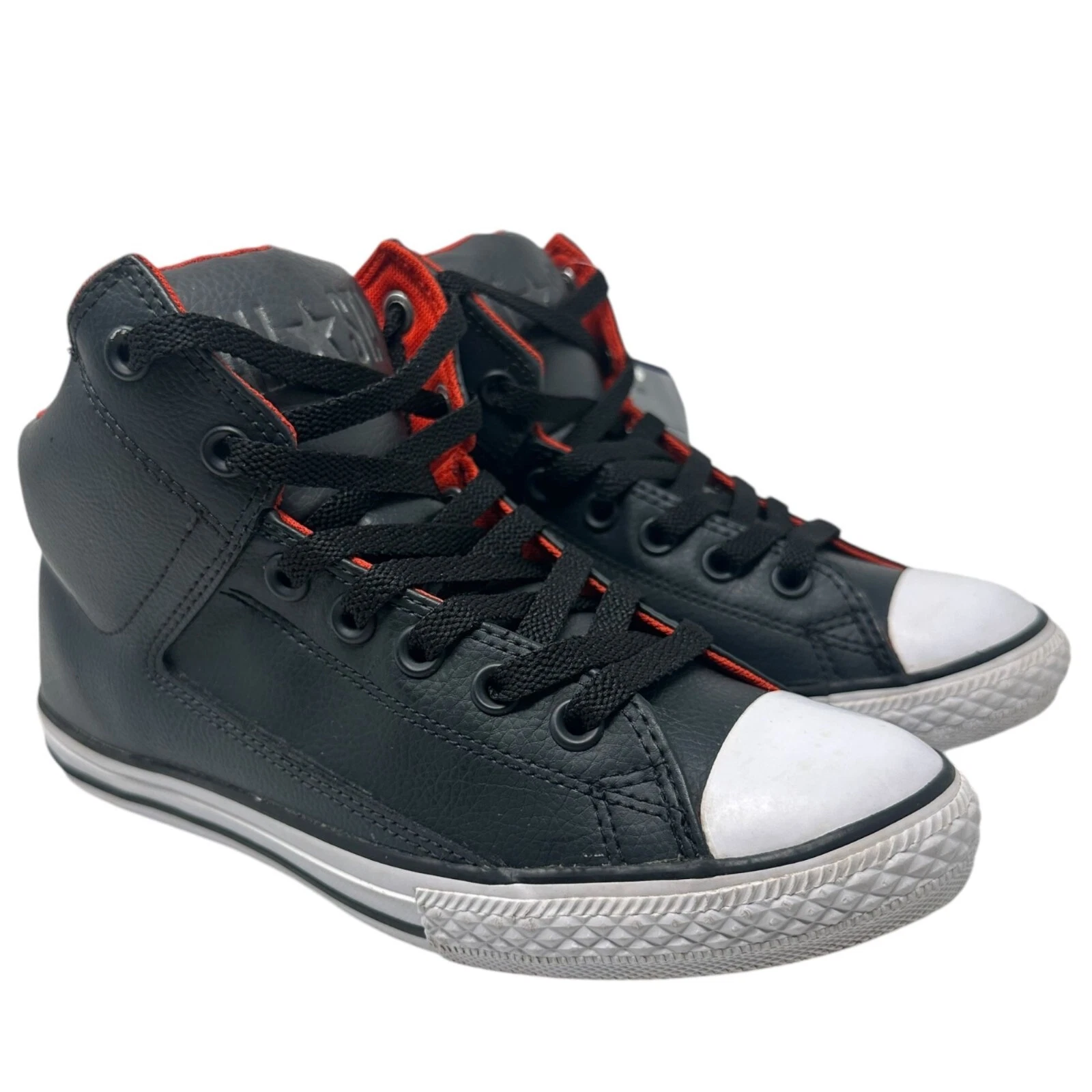 Sneakers alte Converse All Star Junior Youth taglia 6 nere pelle arancione