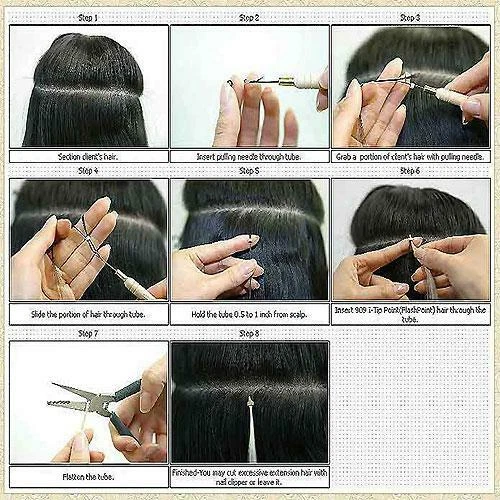 25 Глубокая волна кудрявый я Stick наконечник микро бисер Remy человеческих волос расширения темно-коричневый - Изображение 3 из 3