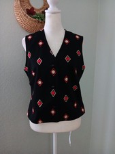 Vintage Personal Division of Leslie Fay Women  s S/M Black 70s Vest