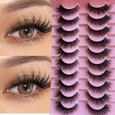 Wimpern, 10 Paar Fluffy Volume Lashes, sichtbar verdickte natürliche Vollwimpern,