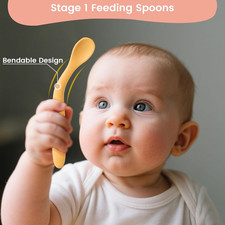 8-Piece Silicone Baby Spoons, First Stage Infant Self Feeding Spoons, Soft-Ti...