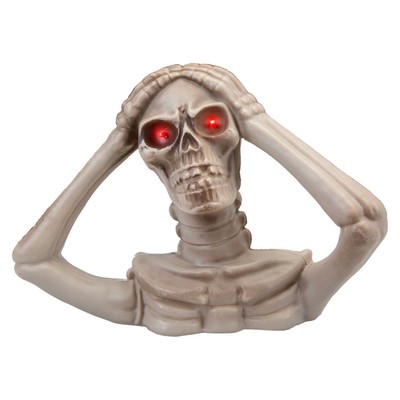 Halloween Skelett Büste LED Augen - Hände auf Kopf Trick or Treat Party 18cm weiß