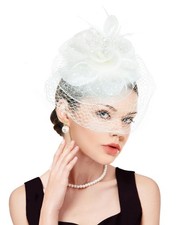 Fascinator Hat Womens Wedding Veil Hat 20s Hair Accessories for Derby/Wedding