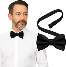Bow Tie for Men Polyester Solid Pretied Bowties Adjustable Tuxedos Bowtie for We